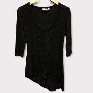 BisouBisou Black Asymmetric Scoop Neck Long Sleeve